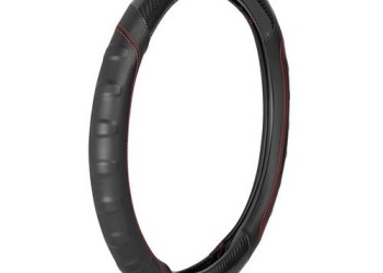 Lampa Κάλυμμα Τιμονιού Αυτοκινήτου Bullet 37-39εκ. Άοσμο Με πρόσθετα Carbon και εργονομική λαβή Ultra-soft Skeentex Μαύρο με Κόκκινη Ραφή - 1 τεμ. (L3297.5)