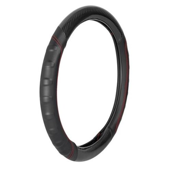 Lampa Κάλυμμα Τιμονιού Αυτοκινήτου Bullet 37-39εκ. Άοσμο Με πρόσθετα Carbon και εργονομική λαβή Ultra-soft Skeentex Μαύρο με Κόκκινη Ραφή - 1 τεμ. (L3297.5)