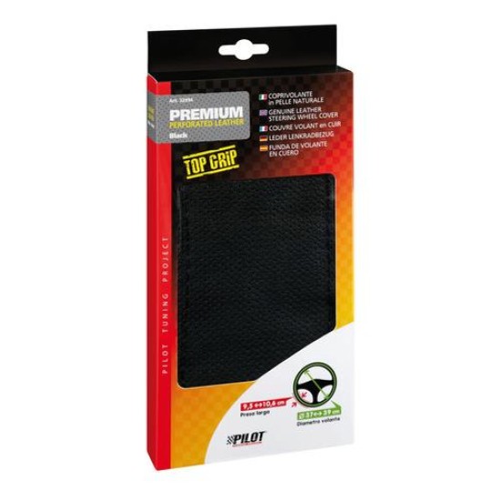 Lampa Κάλυμμα Τιμονιού Αυτοκινήτου Premium Leather Δετό 37-39εκ. Άοσμο Διάτρητο Γνήσιο Δέρμα Μαύρο 1-τεμ. (L3299.4)