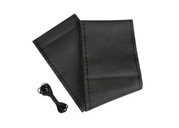 Lampa Κάλυμμα Τιμονιού Αυτοκινήτου Sport Leather Top Grip Δετό 37-39εκ. Λείο & Διάτρητο Γνήσιο Δέρμα Μαύρο με Μαύρη Ραφή 1-τεμ. (L3299.8)