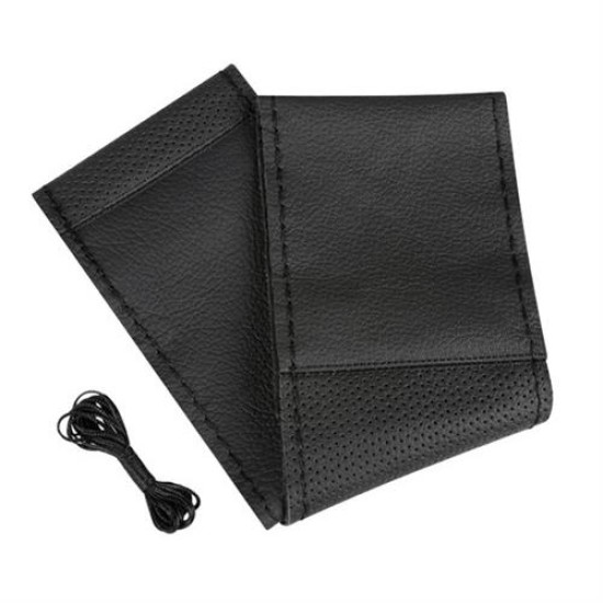 Lampa Κάλυμμα Τιμονιού Αυτοκινήτου Sport Leather Top Grip Δετό 37-39εκ. Λείο & Διάτρητο Γνήσιο Δέρμα Μαύρο με Μαύρη Ραφή 1-τεμ. (L3299.8)