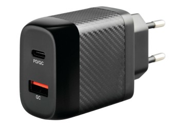 ΦΟΡΤΙΣΤΗΣ ΚΙΝΗΤΟΥ ΜΕ ΟΙΚΙΑΚΗ ΠΡΙΖΑ 100/230V ΚΑΙ  2 ΘΥΡΕΣ USB A+C 20W HOME POWER ULTRA FAST CHARGER