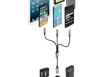 ΚΑΛΩΔΙΟ USB ΦΟΡΤΙΣΗΣ CERBERO 100 cm (3 ΑΝΤΑΠΤΟΡΕΣ TYPE C/APPLE/MICRO USB - 8 PIN) SILVER LINE