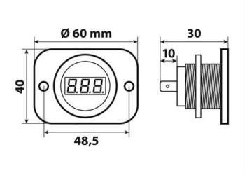 ΒΟΛΤΟΜΕΤΡΟ ΨΗΦΙΑΚΟ ΣΕ ΠΡΙΖΑ EXT-9 6-30V LED 60x48,5x40mm