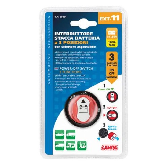 ΔΙΑΚΟΠΤΗΣ POWER-OFF ΜΠΑΤΑΡΙΑΣ ΓΕΝΙΚΟΥ ΡΕΥΜΑΤΟΣ  12>32V 100A 29mm EXT-11 3 ΛΕΙΤΟΥΡΓΙΩΝ