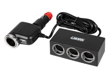 ΑΝΤΑΠΤΟΡΑΣ ΑΝΑΠΤΗΡΑ 4 ΘΕΣΕΩΝ+USB 10A ΜΕ ΚΑΛΩΔΙΟ 200cm 12/24V DUO 4in1