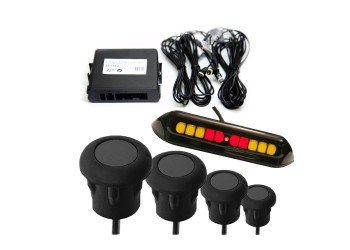 ΣΥΣΤΗΜΑ ΠΑΡΚΑΡΙΣΜΑΤΟΣ 12V ΜΕ 4 ΑΙΣΘΗΤΗΡΕΣ ΓΙΑ ΜΕΤΑΛΛΙΚΟΥΣ ΠΡΟΦΥΛΑΚΤΗΡΕΣ ΕΜΠΡΟΣ ΣΕ ΜΑΥΡΟ ΧΡΩΜΑ ΜΕ ΟΘΟΝΗ & BUZZER DGA - 1 σετ.
