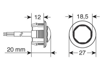 ΦΩΣ ΟΓΚΟΥ 12/24V LED ΚΟΚΚΙΝΟ ΣΤΡΟΓΓΥΛΟ 19,5mm 1ΤΕΜ.