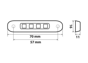 ΦΩΣ ΟΓΚΟΥ ΦΟΡΤΗΓΟΥ 4LED ΛΕΥΚΟ 12/24V 70x16x11mm ΑΔΙΑΒΡΟΧΟ 1ΤΕΜ.