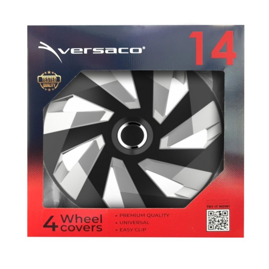 Amio - ΤΑΣΙΑ 14" HUBCAP VECTOR RC SILVER BLACK ΣΕΤ 4 ΤΕΜ ΣΕ ΚΟΥΤΙ (5223/AM)