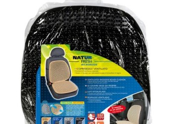 Πλατοκάθισμα Natur-Fresh με ξύλινες Μαύρες χάντρες και ύφασμα και μεταλικό πλαίσιο 1 τεμ.