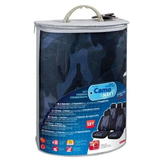 Lampa - ΚΑΛΥΜΜΑΤΑ ΚΑΘΙΣΜΑΤΩΝ CAMO NAVY FASHION-TREND SERIES ΠΑΡΑΛΛΑΓΗΣ ΣΕΤ - 9 τεμ. (L5467.2)