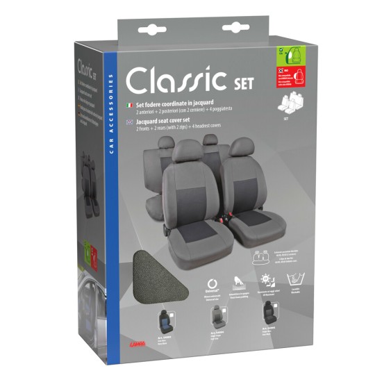 Lampa - Καλύμματα Καθισμάτων Classic υψηλής ποιότητας ζακάρ Γκρι - 8 τεμ. (L5499.4)