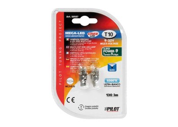T10 W5W 9/32V W2,1x9,5d 130lm MEGA-LED9 ΔΙΑΘΛΑΣΗΣ ΛΕΥΚΟ (ΚΑΡΦΩΤΟ ΑΚΑΛΥΚΟ) 2ΤΕΜ.