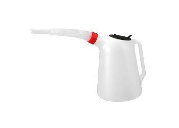 ΔΟΧΕΙΟ ΠΛΑΣΤΙΚΟ (HDPE) ΓΙΑ ΜΕΤΑΦΟΡΑ ΛΑΔΙΟΥ ΜΕ ΕΥΚΑΜΠΤΟ ΜΑΚΡΥ ΣΤΟΜΙΟ ΚΑΙ ΚΑΠΑΚΙ ΛΕΥΚΟ 5000ml LAMPA  - 1 TEM.