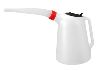 ΔΟΧΕΙΟ ΠΛΑΣΤΙΚΟ (HDPE) ΓΙΑ ΜΕΤΑΦΟΡΑ ΛΑΔΙΟΥ ΜΕ ΕΥΚΑΜΠΤΟ ΜΑΚΡΥ ΣΤΟΜΙΟ ΚΑΙ ΚΑΠΑΚΙ ΛΕΥΚΟ 5000ml LAMPA  - 1 TEM.