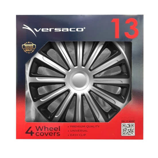 Amio - ΤΑΣΙΑ 13" HUBCAP TREND SILVER BLACK - ΣΕΤ 4ΤΕΜ ΣΕ ΚΟΥΤΙ - 4 ΤΕΜ. (6827/AM)