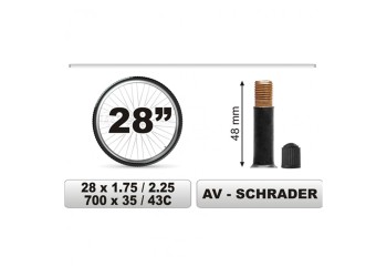 CarCommerce - ΣΑΜΠΡΕΛΑ ΠΟΔΗΛΑΤΟΥ 28χ1.75/2.25 ΜΕΓΑΛΗ ΒΑΛΒΙΔΑ (48mm) - 1 τεμ. (68381-CC)