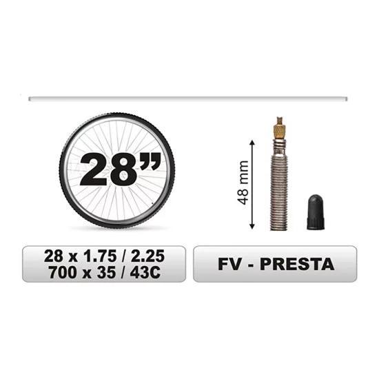 CarCommerce - ΣΑΜΠΡΕΛΑ ΠΟΔΗΛΑΤΟΥ 28x1.75/2,25 ΜΕΓΑΛΗ ΒΑΛΒΙΔΑ 48mm CAR COMMERCE - 1 ΤΕΜ. (68383-CC)