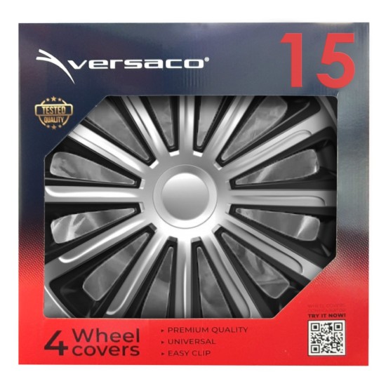 Amio - ΤΑΣΙΑ 15" HUBCAP TREND SILVER BLACK - - ΣΕΤ 4ΤΕΜ ΣΕ KOYTI (6841/AM)