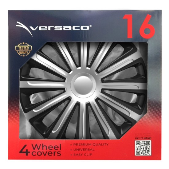 Amio - ΤΑΣΙΑ 16" HUBCAP TREND SILVER BLACK - ΣΕΤ ΣΕ ΚΟΥΤΙ - 4 ΤΕΜ. (6858/AM)