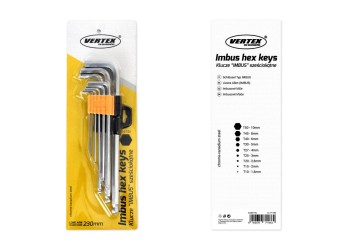 Amio - ΚΛΕΙΔΙΑ ΑΛΕΝ IMBUS ΜΑΚΡΥΑ 230mm IKL - 9 ΤΕΜ. (01721/AM)