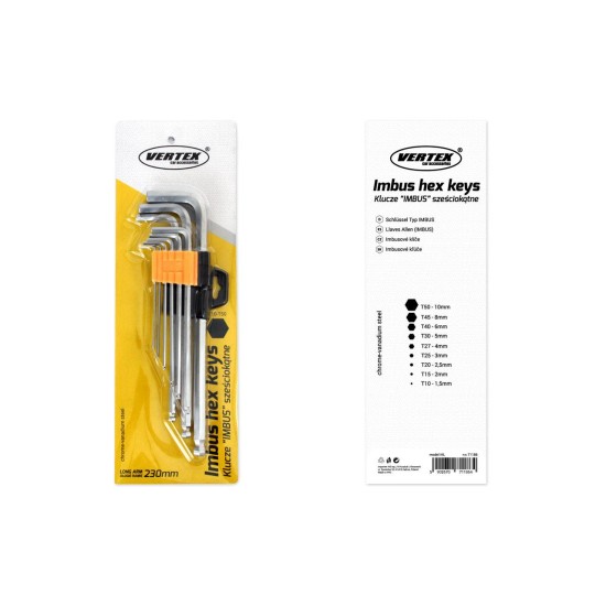 Amio - ΚΛΕΙΔΙΑ ΑΛΕΝ IMBUS ΜΑΚΡΥΑ 230mm IKL - 9 ΤΕΜ. (01721/AM)