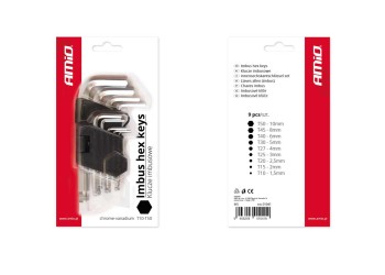 Amio - ΣΕΤ ΚΛΕΙΔΙΑ ΑΛΛΕΝ IMBUS (ΚΟΝΤΑ 125mm) ΤΚΣ - 9 ΤΕΜ. (01041/AM)