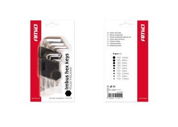 Amio - ΣΕΤ ΚΛΕΙΔΙΑ ΑΛΛΕΝ IMBUS (ΚΟΝΤΑ 125mm) ΤΚΣ - 9 ΤΕΜ. (01041/AM)