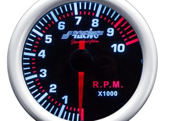 ΣΤΡΟΦΟΜΕΤΡΟ 0-10000rpm 52mm 2 INCH ΜΑΥΡΟ ΜΕ ΚΟΚΚΙΝΟ ΦΩΤΙΣΜΟ