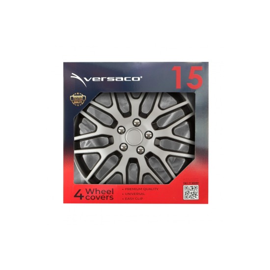 Amio - ΤΑΣΙΑ 15" DAKAR NC ΑΣΗΜΙ/ΜΑΥΡΟ - ΣΕΤ 4ΤΕΜ ΣΕ KOYTI (8507/AM)