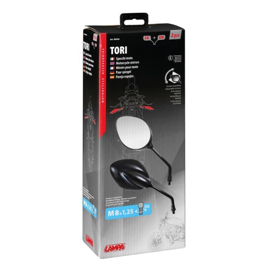 ΚΑΘΡΕΠΤΕΣ ΜΟΤΟ TORI M8x1,25 ΜΑΥΡΟΙ 2ΤΕΜ.