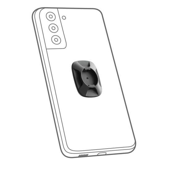 Αυτοκόλλητος Αντάπτορας Κινητού της σειράς Optiline Universal Εφαρμογής σε Μαύρο Χρώμα με διαστάσεις 39 x 46,5 mm, συμβατός με Βάσεις Στήριξης Κινητού Optiline για Μηχανή με σύστημα Duolock