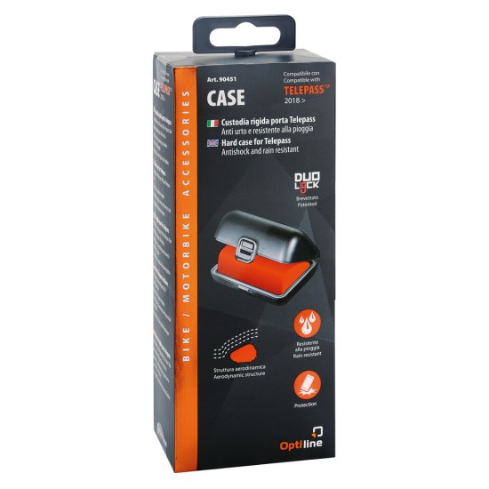 Θήκη CaseTelepass Hard Case της σειράς Optiline για μεταφορά e-pass/telepass με διαστάσεις 67 x 48 x 28 mm, συμβατή με Βάσεις Στήριξης Κινητού Optiline για Μηχανή με σύστημα Duolock
