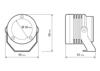 ΠΡΟΒΟΛΕΙΣ ΣΤΡΟΓΓΥΛΟΙ  ΜΕ ΒΑΣΗ O-LUX 1LED SMD 6000K 1800LM 12V 18W  ΚΑΡΦΙ 36Δχ68Υχ55Β mm  ΜΑΥΡΑ 2 ΤΕΜ