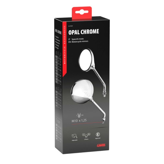 ΚΑΘΡΕΠΤΕΣ MOTO OPAL CHROME ΣΤΡΟΓΓΥΛΟΙ M10x1,25 DX ΧΡΩΜΙΟ LAMPA - 2 τεμ.