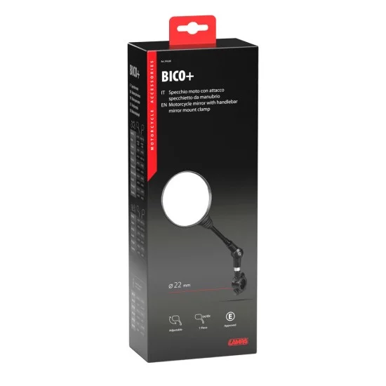 ΚΑΘΡΕΠΤΗΣ ΠΟΔΗΛΑΤΟΥ BIKO+ ΣΤΡΟΓΓΥΛΟΣ M10x1,25 ΜΕ ΒΑΣΗ ΣΤΗΡΙΞΗΣ ΤΙΜΟΝΙΟΥ 22mm DX/SX ΜΑΥΡΟ ΧΡΩΜΑ  LAMPA - 1 ΤΕΜ.