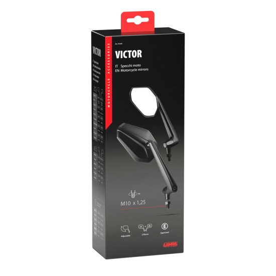 ΚΑΘΡΕΠΤΕΣ MOTO VICTOR M10x1,25 DX+SX ΣΕ ΜΑΥΡΟ ΧΡΩΜΑ LAMPA - 2 ΤΕΜ.