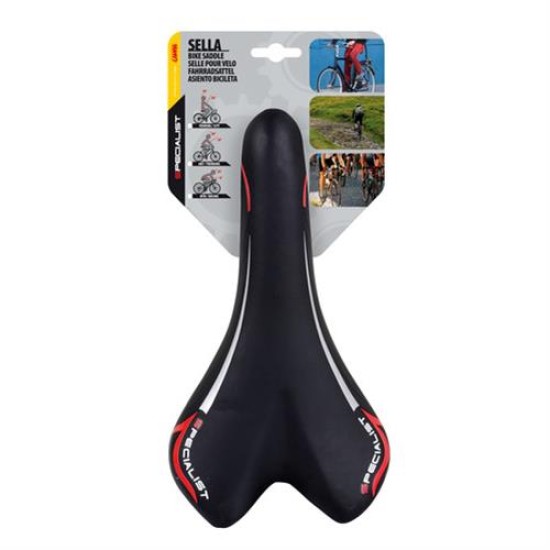 Σέλα ποδηλάτου (270x150mm /450gr ) μαύρη/κόκκινη Dynamic MTB/Racing S-8 Selle/Saddles Specialist