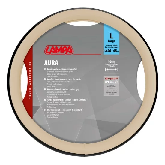 Lampa - Κάλυμμα Τιμονιού Φορτηγού Aura Skeentex Μπεζ Μέγεθος L ?46–48cm Ultra-Soft, Αντιολισθητικό, Φάρδος 10cm - 1 τεμ. (L9707.6)