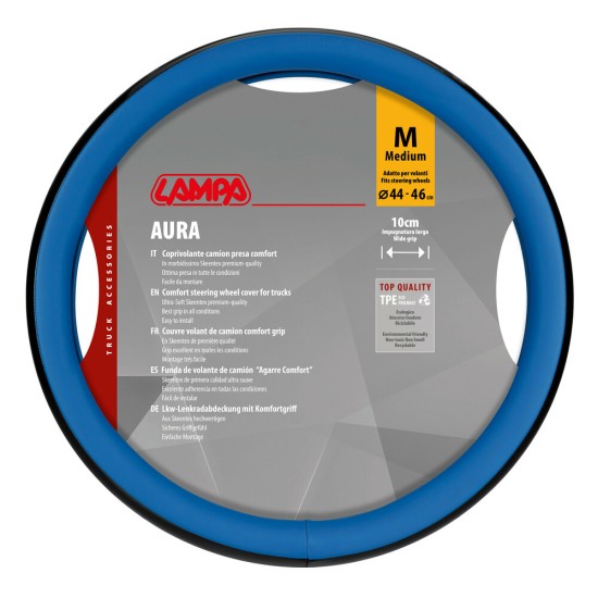 Lampa - Κάλυμμα Τιμονιού Φορτηγού Aura Skeentex Μπλε Μέγεθος M Ø44–46cm Ultra-Soft, Αντιολισθητικό, Φάρδος 10cm - 1 τεμ. (L9707.7)