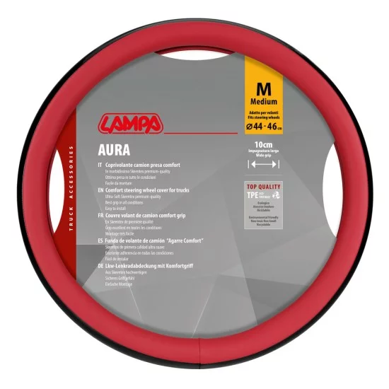 Lampa - Κάλυμμα Τιμονιού Φορτηγού Aura Skeentex Κόκκινο Μέγεθος M ?44–46cm Ultra-Soft, Αντιολισθητικό, Φάρδος 10cm - 1 τεμ. (L9707.9)