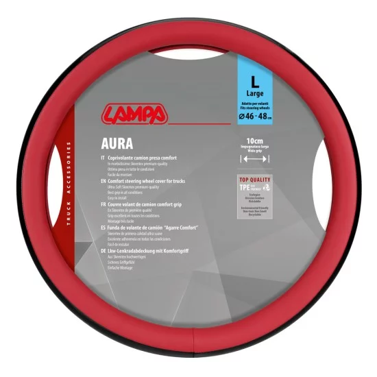 Lampa - Κάλυμμα Τιμονιού Φορτηγού Aura Skeentex Κόκκινο Μέγεθος L ?46–48cm Ultra-Soft, Αντιολισθητικό, Φάρδος 10cm - 1 τεμ. (L9708.0)