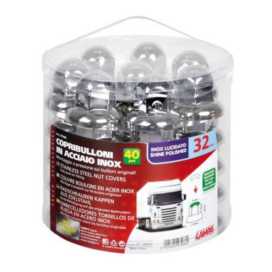 ΚΑΠΑΚΙΑ ΠΑΞΙΜΑΔΙΩΝ / ΜΠΟΥΛΟΝΙΩΝ ΦΟΡΤΗΓΟΥ INOX 32mm 40ΤΕΜ.