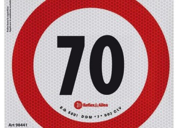 ΣΗΜΑ ΤΑΧΥΤΗΤΑΣ ΧΙΛΙΟΜΕΤΡΩΝ 70km/h ΑΥΤΟΚΟΛΛΗΤΟ 20CM ΔΙΑΜΕΤΡΟ