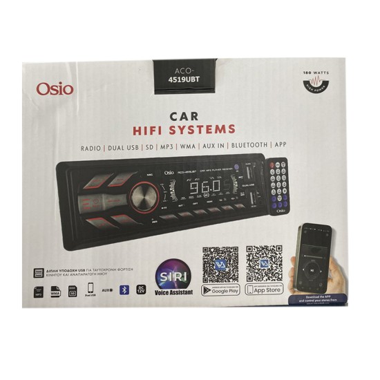 RADIO 1 DIN DUAL USB/FM/SD/MP3/WMA/BLUETOOTH 180W ΜΕ ΕΠΙΛΟΓΗ ΦΩΤΙΣΜΟΥ 3 ΧΡΩΜΑΤΩΝ & ΧΕΙΡΙΣΤΗΡΙΟ OSIO - 1 τεμ.