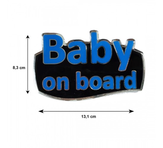 BABY ON BOARD ΑΥΤΟΚΟΛΛΗΤΟ ΕΞΩΤΕΡΙΚΗΣ ΧΡΗΣΗΣ 13,1 Χ 8,3cm ΜΠΛΕ/ΜΑΥΡΟ/ΧΡΩΜΙΟ ΜΕ ΕΠΙΚΑΛΥΨΗ ΣΜΑΛΤΟΥ - 1 ΤΕΜ.
