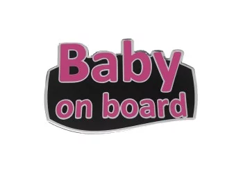 BABY ON BOARD ΑΥΤΟΚΟΛΛΗΤΟ ΕΞΩΤΕΡΙΚΗΣ ΧΡΗΣΗΣ 18,7 Χ 11,9 cm ΦΟΥΞΙΑ/ΜΑΥΡΟ/ΧΡΩΜΙΟ ΜΕ ΕΠΙΚΑΛΥΨΗ ΕΠΟΞΕΙΔΙΚΗΣ ΡΥΤΙΝΗΣ (ΥΓΡΟ ΓΥΑΛΙ) - 1 ΤΕΜ.