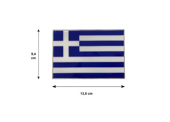 GREECE ΑΥΤΟΚΟΛΛΗΤΗ ΕΛΛΗΝΙΚΗ ΣΗΜΑΙΑ 13,8 X 9,4 cm ΜΠΛΕ/ΛΕΥΚΟ/ΧΡΩΜΙΟ ΜΕ ΕΠΙΚΑΛΥΨΗ ΕΠΟΞΕΙΔΙΚΗΣ ΡΥΤΙΝΗΣ (ΥΓΡΟ ΓΥΑΛΙ) - 1 ΤΕΜ.
