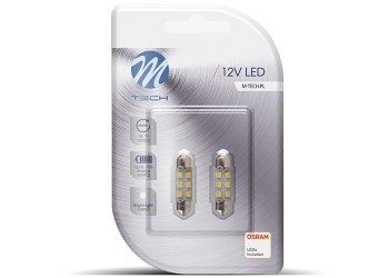 ΛΑΜΠΑΚΙΑ ΠΛΑΦΟΝΙΕΡΑΣ C5W 12V SV8.5 36mm 0,5W 6xSMD2835 LED OSRAM ΛΕΥΚΟ  BLISTER 2ΤΕΜ. M-TECH